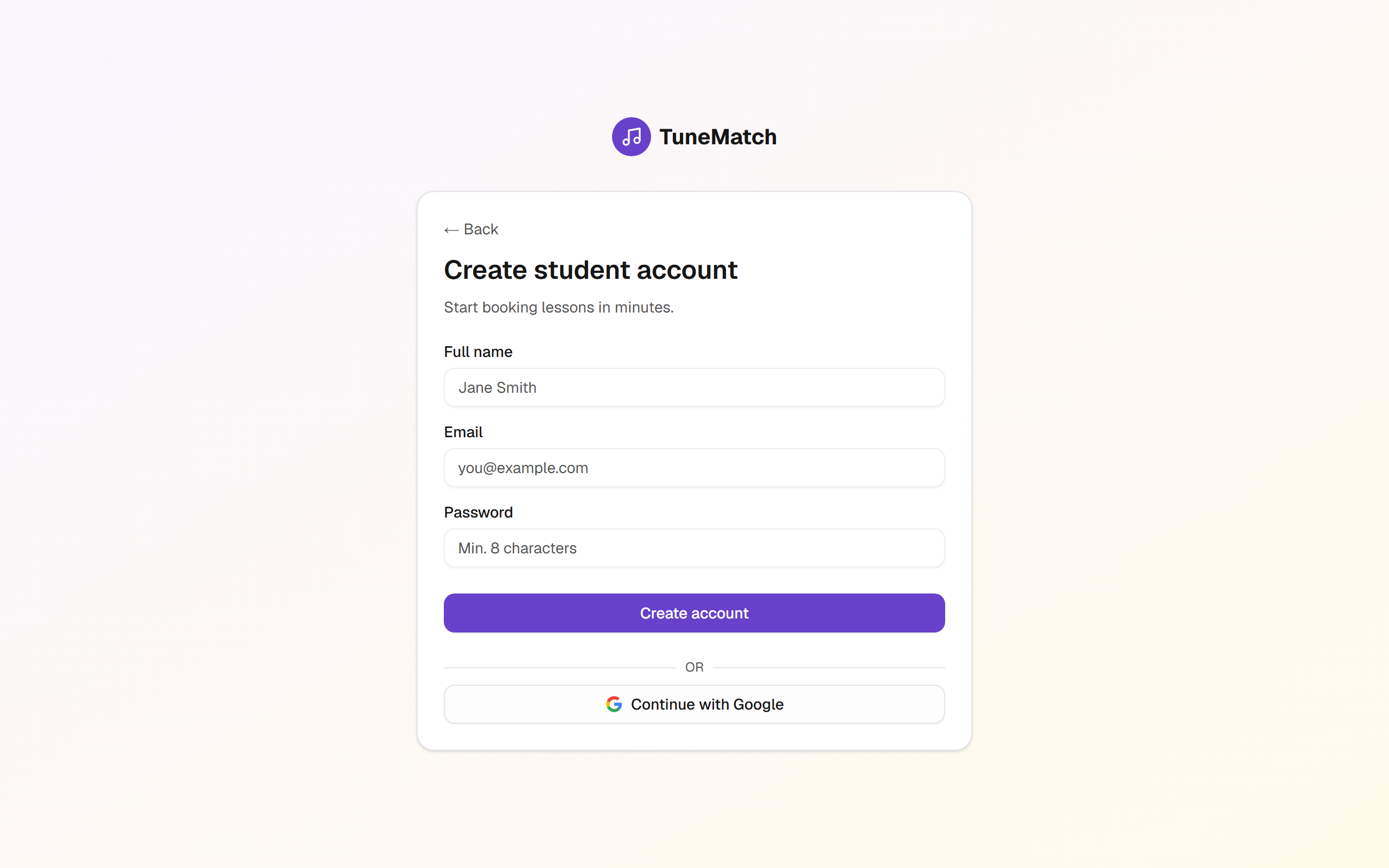 Register — student form